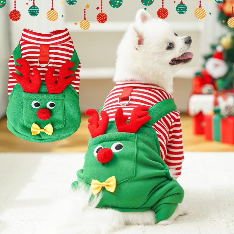 Christmas Pet Dogs Cats Coats Dress Up Costume Elk Pocket Sweatshirt Teddy Bichon Puppy Kitten Vest Xmas Warmer Pets Clothes - PawGearCo