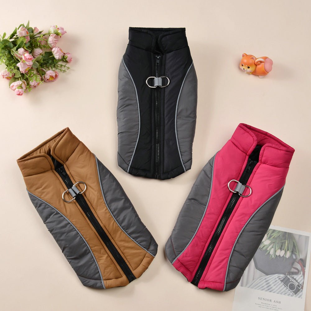 Pet Clothes Reflective Coat Autumn And Winter Clothing New Contrast Color Shell Traction Thickened Warm - PawGearCo